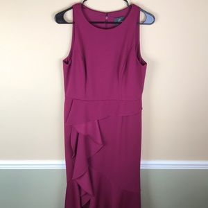 Adrianna Papell Women’s Plum Ruffle Detail Sleeveless Long Evening Dress